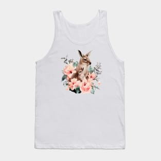kangaroo with baby and flowers Tank Top